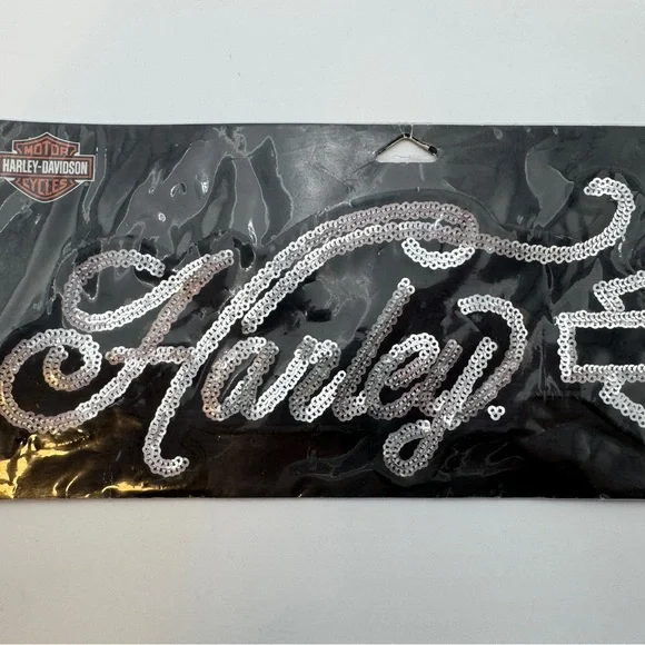 Harley-Davidson Black with Silver Sequin Bar and Shield Patch - Picture 4 of 6